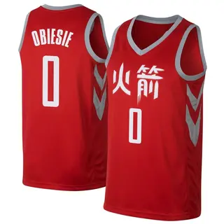 Men's Joshua Obiesie Houston Rockets Nike Swingman Red Jersey - City Edition