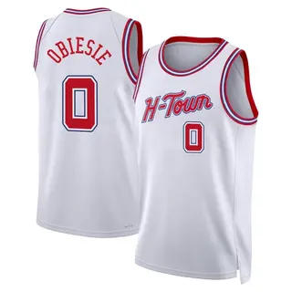 Men's Joshua Obiesie Houston Rockets Nike Swingman White 2023/24 City Edition Jersey