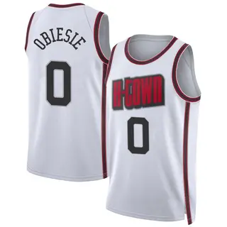 Men's Joshua Obiesie Houston Rockets Nike Swingman White 2024/25 City Edition Jersey