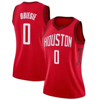 Women's Joshua Obiesie Houston Rockets Nike Swingman Red 2018/19 Jersey - Earned Edition